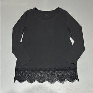 Soft Surroundings Black Long Sleeve Shirt with Design at Bottom (Women’s Large)